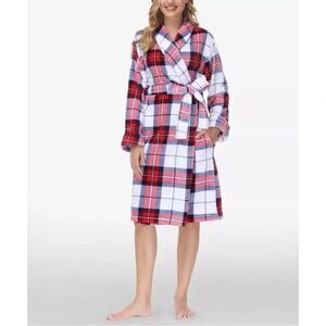 Echo Soft Printed Plush Robe – White Val Plaid Size: Small